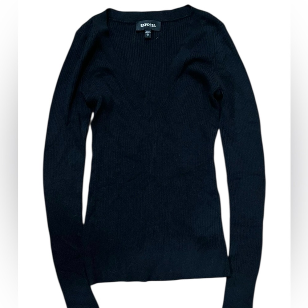 Express Elegant Black V-Neck Sweater XS